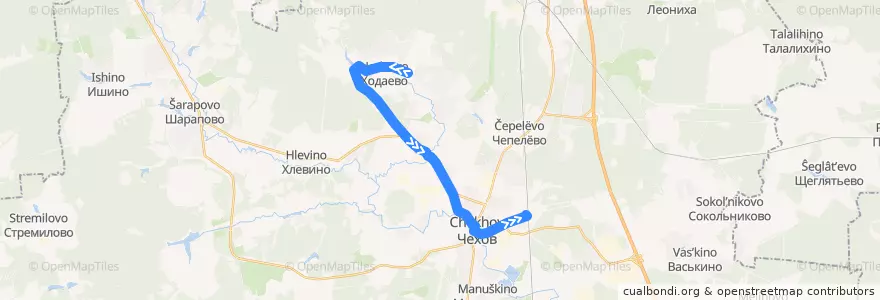 Mapa del recorrido Автобус №24 Чехов: Ходаево - Чехов de la línea  en Chekhovsky District.