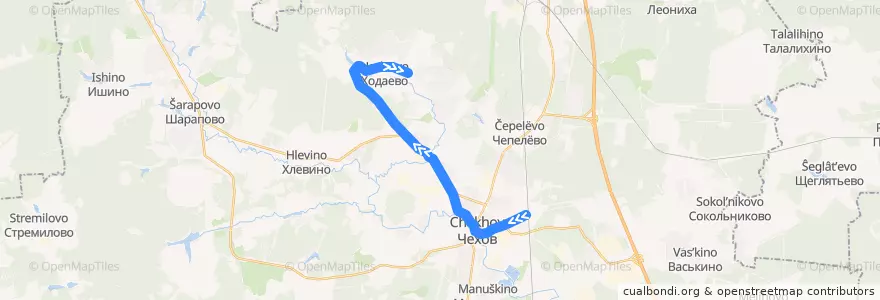 Mapa del recorrido Автобус №24 Чехов: Чехов - Ходаево de la línea  en Chekhovsky District.
