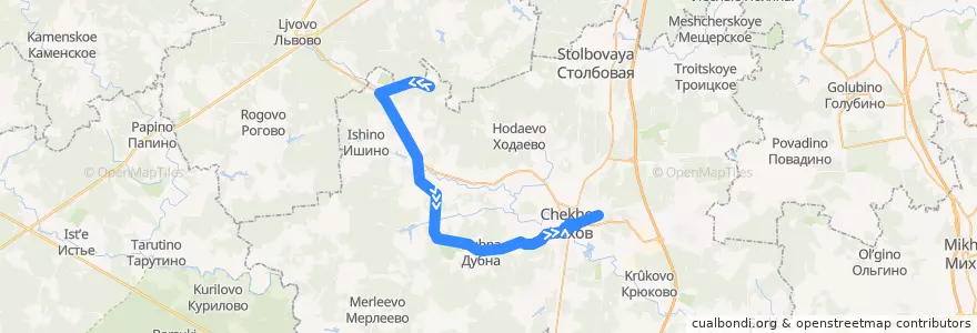 Mapa del recorrido Автобус №34 Чехов: Чернецкое - Чехов de la línea  en Chekhovsky District.