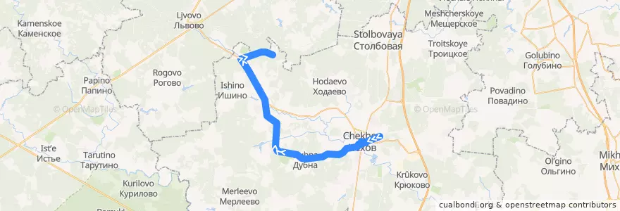 Mapa del recorrido Автобус №34 Чехов: Чехов - Чернецкое de la línea  en городской округ Чехов.