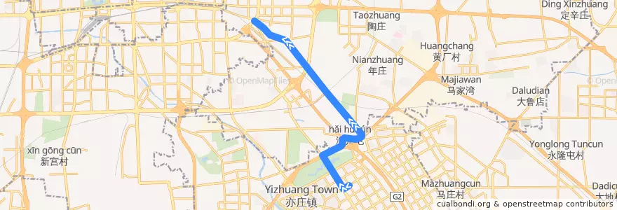 Mapa del recorrido Bus 976: 马驹桥西 => 城铁望京西站 de la línea  en Pékin.