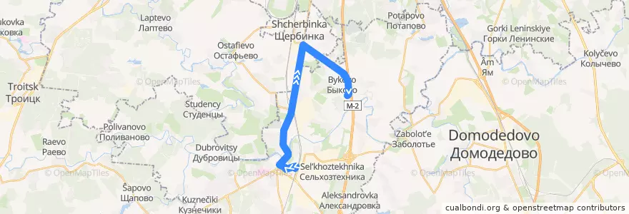 Mapa del recorrido Автобус №1051: Станция Подольск - Быково de la línea  en Centraal Federaal District.