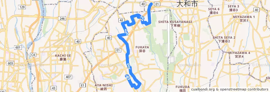 Mapa del recorrido かわせみ2号 de la línea  en 綾瀬市.