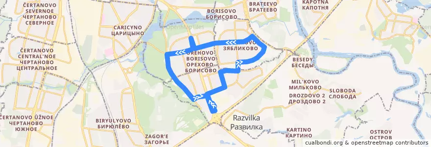 Mapa del recorrido Автобус 704: Каширское шоссе, 148 (кольцевой) de la línea  en Южный административный округ.