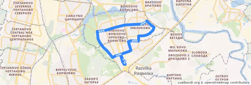 Mapa del recorrido Автобус 704к: Каширское шоссе, 148 (кольцевой) de la línea  en Южный административный округ.