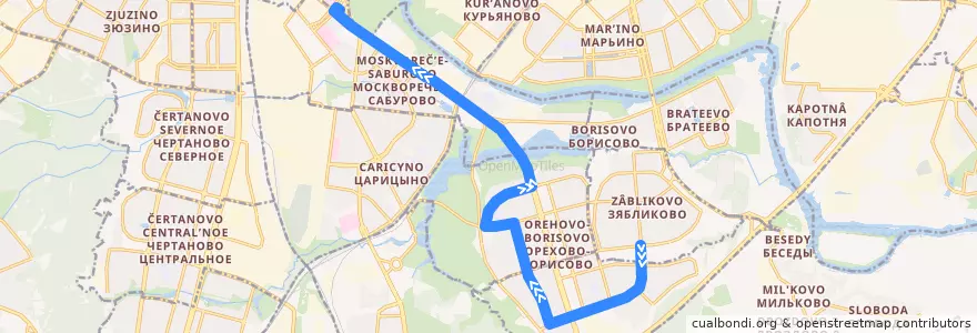 Mapa del recorrido Автобус 148: Метро "Красногвардейская" => Метро "Каширская" de la línea  en Южный административный округ.