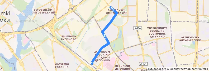 Mapa del recorrido Автобус 665: Лобненская улица - Станция Ховрино de la línea  en Северный административный округ.