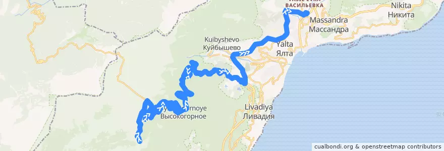 Mapa del recorrido 50: Плато "Ай-Петри" - Ялта de la línea  en Stadtkreis Jalta.