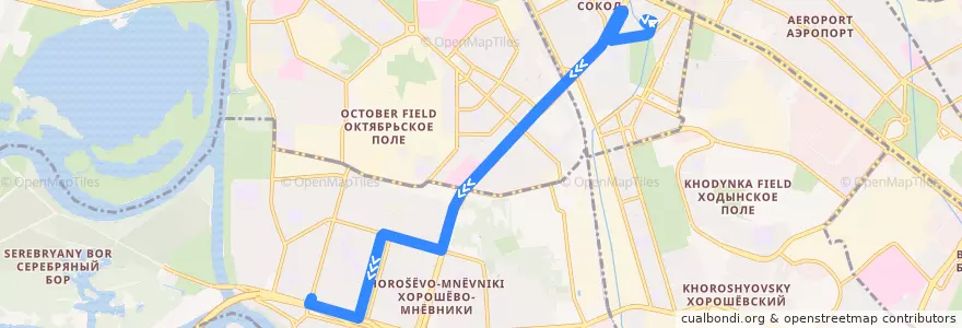 Mapa del recorrido Троллейбус 59: Метро "Сокол" - Улица Генерала Глаголева de la línea  en Москва.