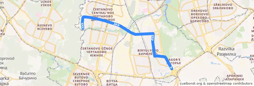 Mapa del recorrido Автобус 796: 16-й микрорайон Чертанова => Загорье de la línea  en Южный административный округ.