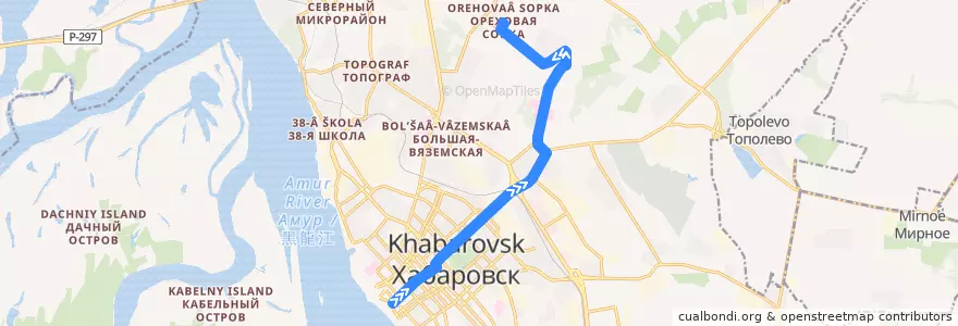 Mapa del recorrido Маршрутное такси 82: Комсомольская площадь - Ореховая сопка de la línea  en Khabarovsk.