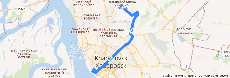 Mapa del recorrido Маршрутное такси 82: Ореховая сопка - Комсомольская площадь de la línea  en ハバロフスク地区.