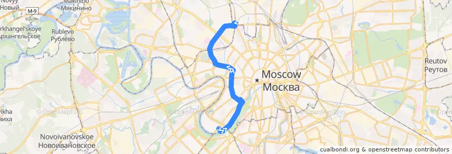 Mapa del recorrido Автобус т79: Стадион «Лужники» (южная) => Савёловский вокзал de la línea  en Москва.