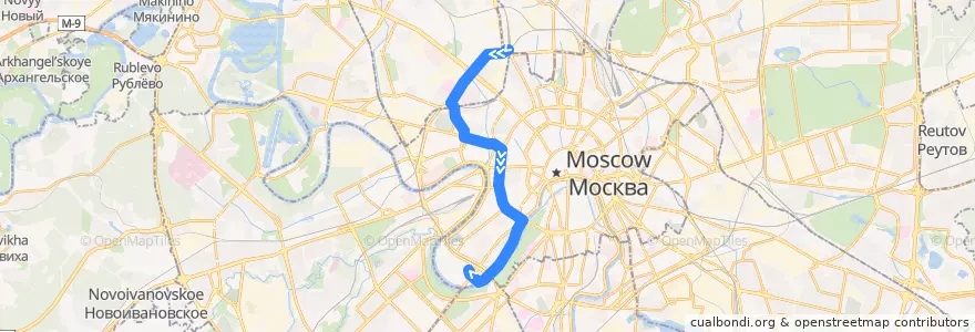Mapa del recorrido Автобус т79: Савёловский вокзал => Стадион «Лужники» (южная) de la línea  en Москва.