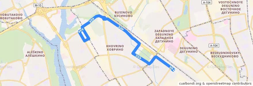 Mapa del recorrido Автобус №65: Левобережная улица - Станция метро "Водный стадион" de la línea  en Northern Administrative Okrug.