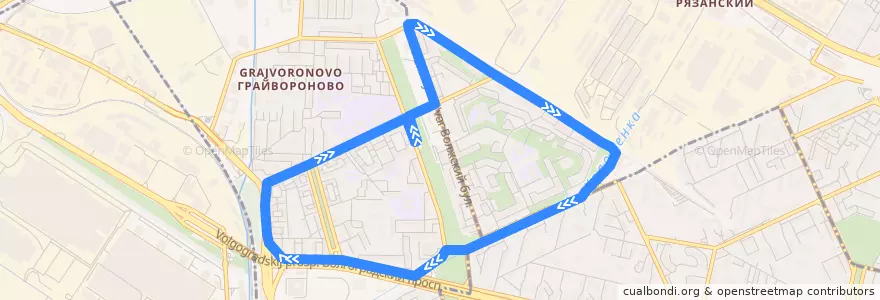Mapa del recorrido Автобус 234: Саратовская улица => Саратовская улица de la línea  en Юго-Восточный административный округ.