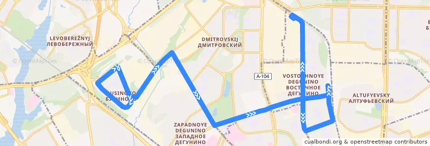 Mapa del recorrido Автобус №799: Бусиново - платформа Лианозово de la línea  en Северный административный округ.