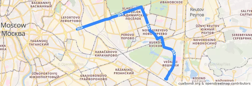 Mapa del recorrido Троллейбус 30: Метро «Авиамоторная» => Метро «Выхино» de la línea  en Восточный административный округ.