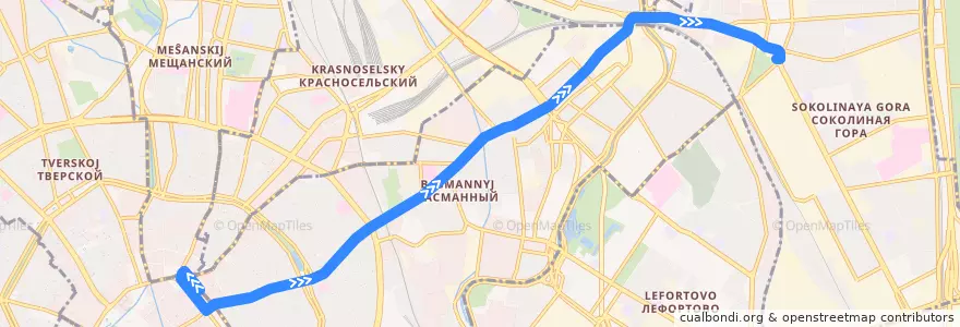 Mapa del recorrido Автобус т25: Лубянская площадь => Проспект Будённого de la línea  en Moskou.