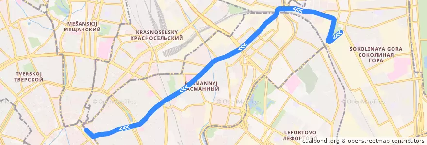 Mapa del recorrido Автобус т25: Проспект Будённого => Лубянская площадь de la línea  en Moskou.