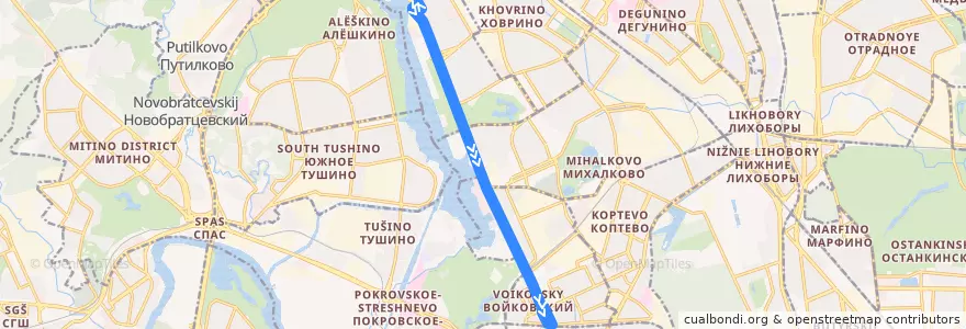 Mapa del recorrido Автобус Т43К: Прибрежный проезд => Метро «Войковская» de la línea  en Северный административный округ.