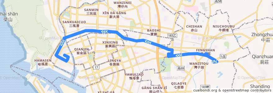Mapa del recorrido Bus 88: 黃埔公園=>捷運鹽埕埔站 de la línea  en کائوهسیونگ.