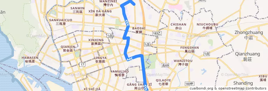 Mapa del recorrido 81路(往程) de la línea  en Kaohsiung.