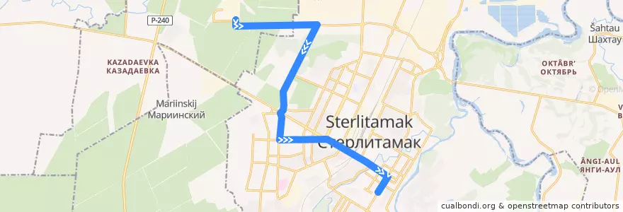 Mapa del recorrido Троллейбус №5а: Новая ТЭЦ - Колхозный рынок de la línea  en Bashkortostán.