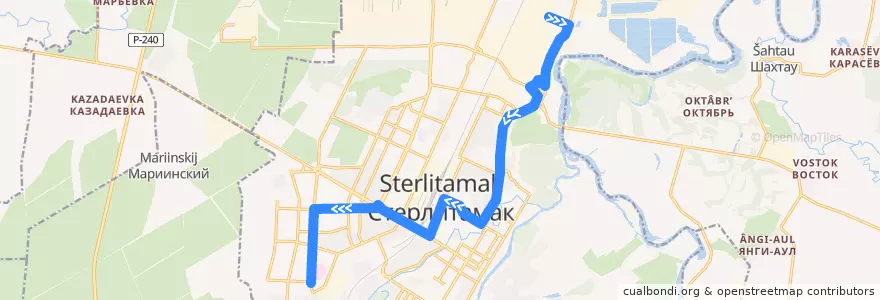 Mapa del recorrido Троллейбус №8: Бариевое производство - Больничный городок de la línea  en городской округ Стерлитамак.