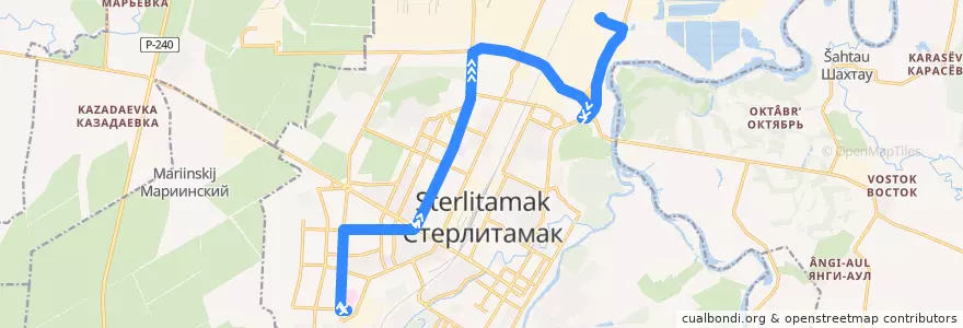 Mapa del recorrido Троллейбус №8: Больничный городок - Бариевое производство de la línea  en городской округ Стерлитамак.