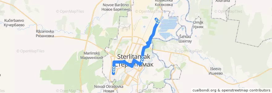 Mapa del recorrido Троллейбус №8а: КОК - Больничный городок de la línea  en городской округ Стерлитамак.
