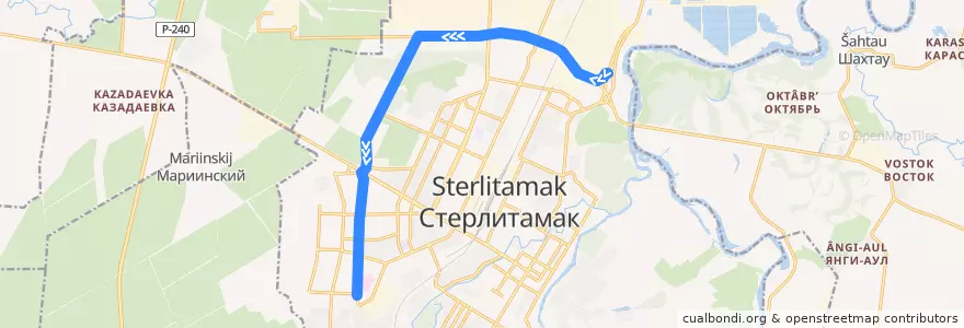 Mapa del recorrido Троллейбус №9: Сода - Больничный городок de la línea  en городской округ Стерлитамак.