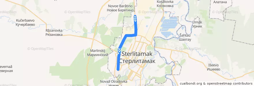 Mapa del recorrido Троллейбус №10: посёлок Первомайский - Больничный городок de la línea  en городской округ Стерлитамак.