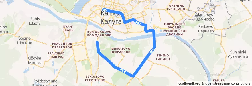 Mapa del recorrido Автобус №27: Рынок -> Пучково -> Ромодановские дворики de la línea  en городской округ Калуга.