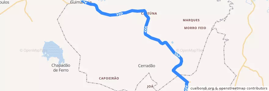 Mapa del recorrido São Cristóvão de la línea  en Guimarânia.