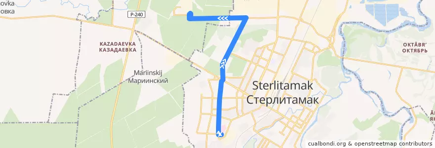 Mapa del recorrido Троллейбус №11: Больничный городок - Новая ТЭЦ de la línea  en Башкортостан.