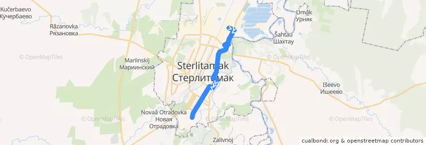 Mapa del recorrido Троллейбус №12а: Бариевое производство - ВТС de la línea  en городской округ Стерлитамак.