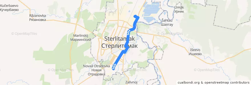Mapa del recorrido Троллейбус №12а: ВТС - Бариевое производство de la línea  en городской округ Стерлитамак.