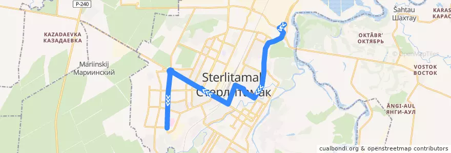 Mapa del recorrido Троллейбус №18: Сода - Больничный городок de la línea  en ステルリタマク管区.