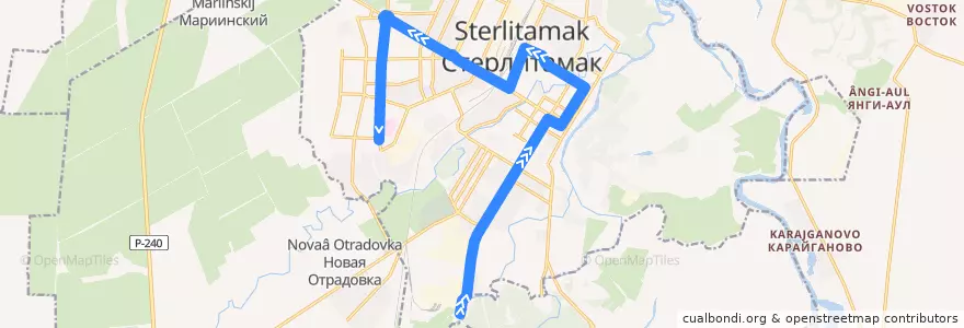 Mapa del recorrido Троллейбус №18а: Ольховка - Больничный городок de la línea  en городской округ Стерлитамак.