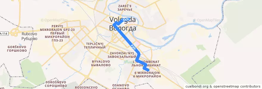 Mapa del recorrido Автобус №17: ВоГТУ - 6 мкр. de la línea  en городской округ Вологда.