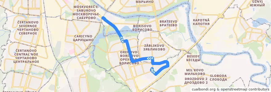 Mapa del recorrido Автобус №768: 14-й микрорайон Орехова-Борисова - Платформа Москворечье de la línea  en Südlicher Verwaltungsbezirk.