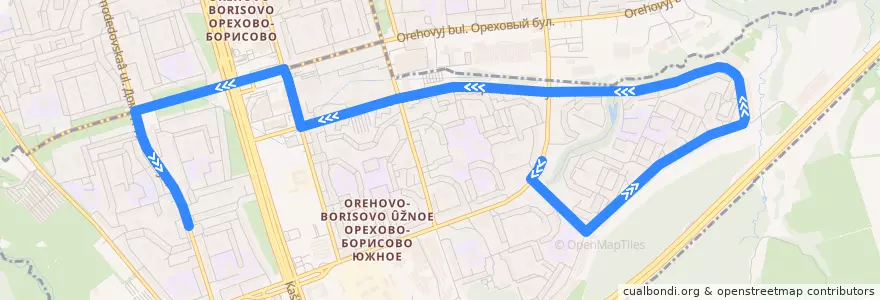Mapa del recorrido Автобус №795: 14-й микрорайон Орехова-Борисова - Магазин "Белград" de la línea  en Südlicher Verwaltungsbezirk.