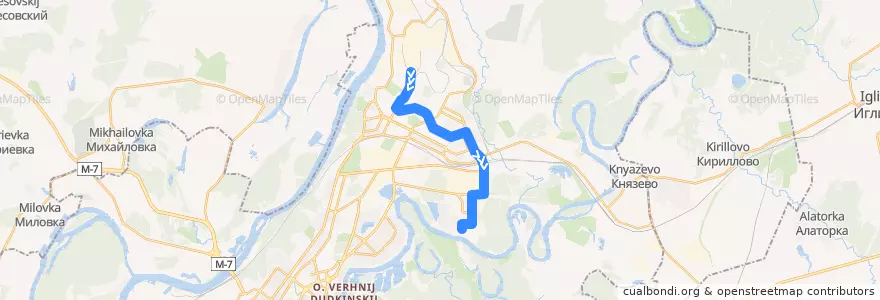 Mapa del recorrido Троллейбус № 10: ТЭЦ-1 => ДОК de la línea  en городской округ Уфа.