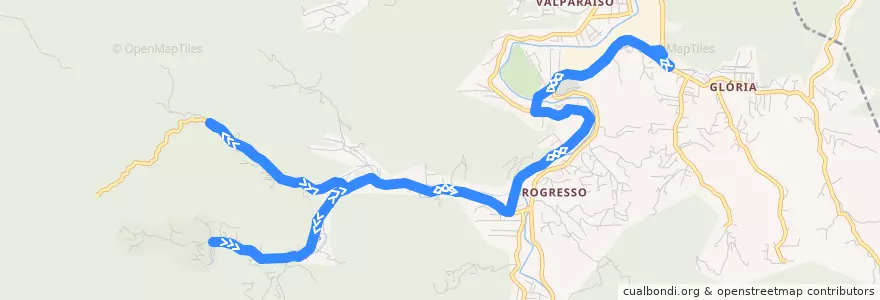 Mapa del recorrido Rui Barbosa (Circular) de la línea  en Blumenau.