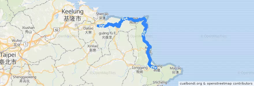 Mapa del recorrido 黃金福隆線 新北市 856 瑞芳-福隆 (往瑞芳) de la línea  en تايبيه الجديدة.