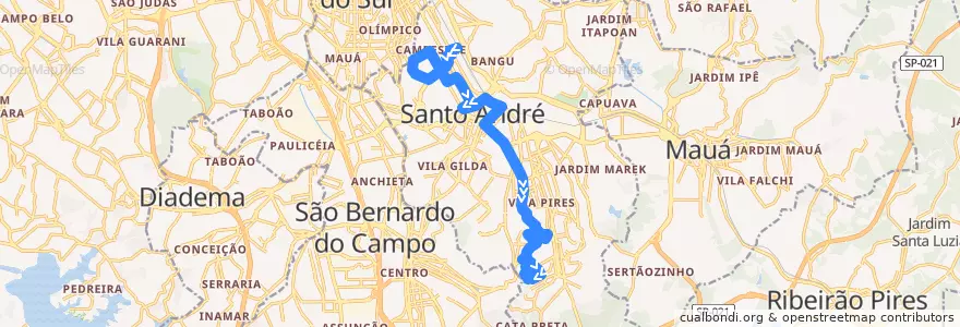 Mapa del recorrido Ônibus B19: Rodoviária => Jardim Aclimação de la línea  en Santo André.