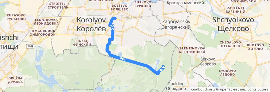 Mapa del recorrido Автобус 6: Оболдино => Станция Болшево de la línea  en Korolyov.