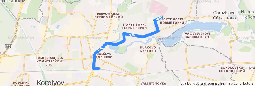 Mapa del recorrido Автобус 14: Красная Новь => Станция Болшево de la línea  en городской округ Королёв.