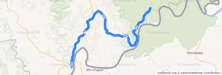 Mapa del recorrido El Soberbio - Colonia Paraíso de la línea  en Municipio de El Soberbio.